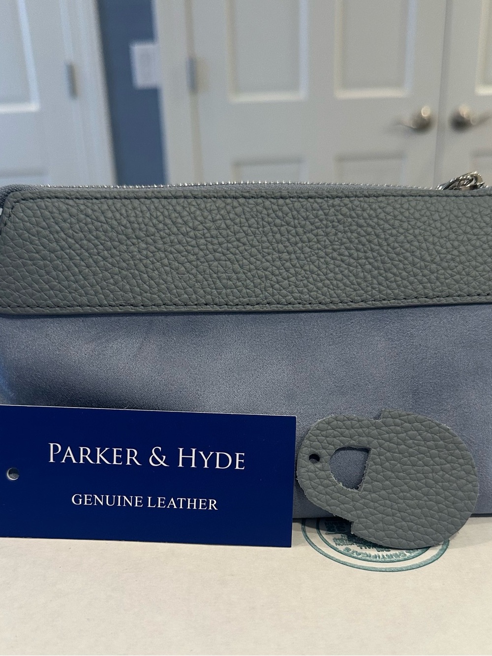 NEW Parker & Hyde steel grey Pebbled Leather Designer inspired Satchel/handbag - Picture 9 of 16